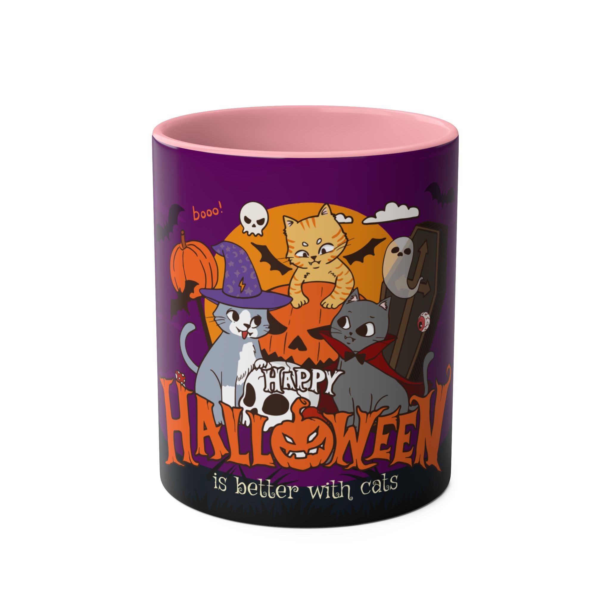Happy Halloween is Better with Cats | Two-Tone Coffee Mugs
